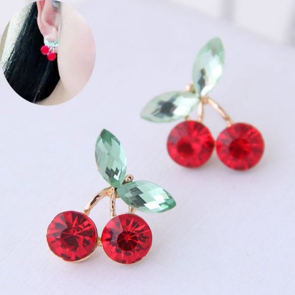 Jewelry - Brand New Red Cherry Jewel Stud Earrings
